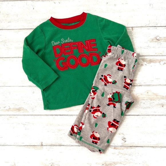 Carters 18m Baby Toddler Boy Fleece Christmas Pajamas Pjs Holiday Set Santa’s - Picture 1 of 2